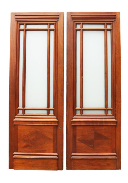 Set of Reclaimed Glazed Mahogany Double Doors