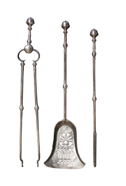 A Set of George III Polished Steel Fire Tools