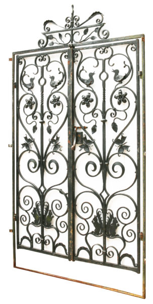 Pair of Reclaimed Wrought Iron Gates in Frame