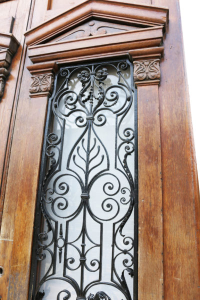 Pair of Large Oak Doors with Wrought Iron Grills