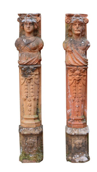 Pair of Antique Terracotta Herms of Classical Design