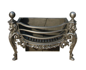 A Victorian Cast Iron Fire Grate with Lion Mask Decoration