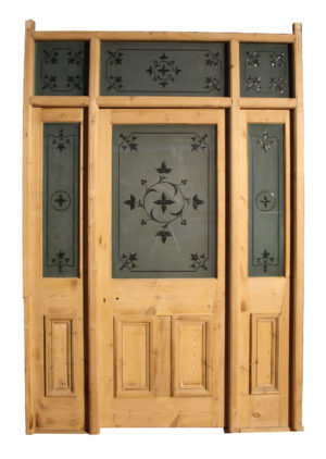 An Antique Etched Glass Doorway and Frame