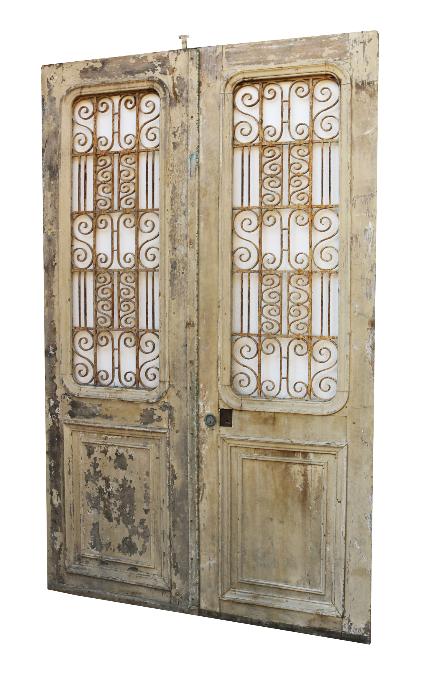 A Set of Antique Exterior Doors with Iron Grills - UK Heritage