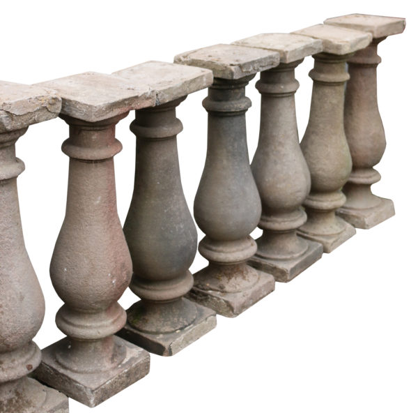 Nine Reclaimed English Carved Balustrades