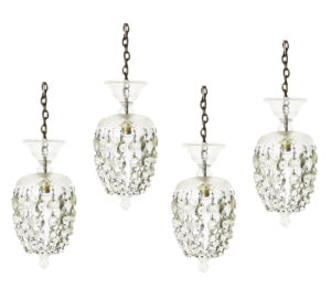 Four Victorian Crystal Pendant Ceiling Lights