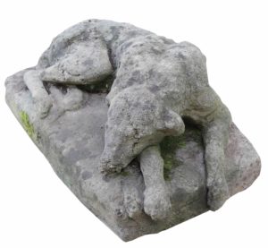An Antique Stone Resting Greyhound Statue
