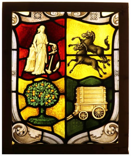 An Antique English Stained Glass Window Panel