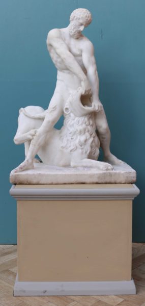 An Antique Classical Marble Statue of Hercules and The Nemean Lion