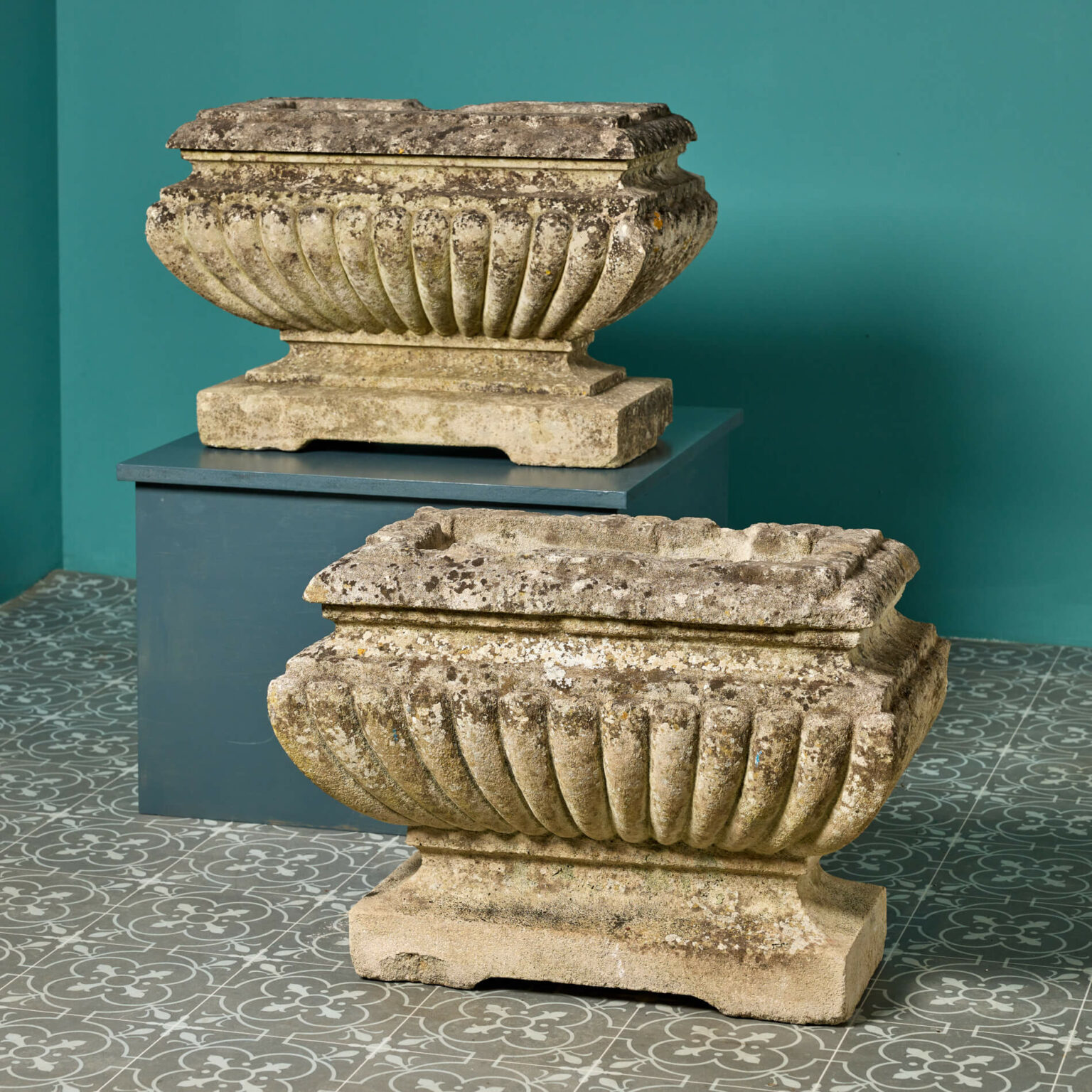 Two Georgian Carved Limestone Trough Planters - UK Architectural Heritage