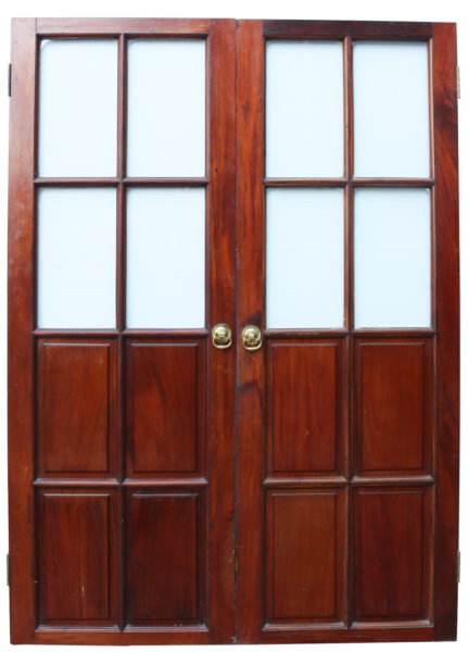 Antique Mahogany Half Glazed Double Doors