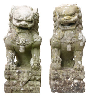 A Pair of Stone Chinese Guardian Foo or Fu Dogs