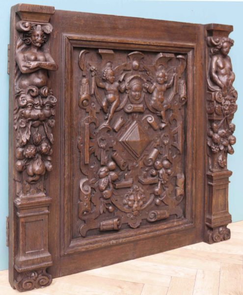 A Georgian Carved Oak Door Panel