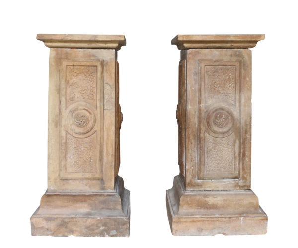 A Pair of Antique Terracotta Garden Pedestals