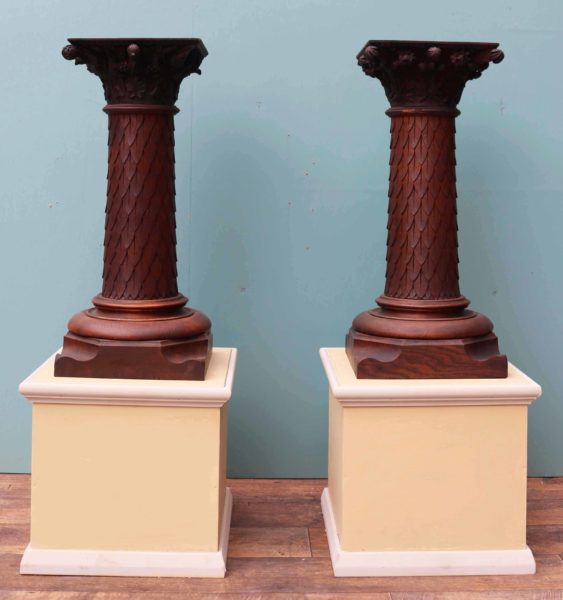 A Pair of Antique Oak Column Pedestals