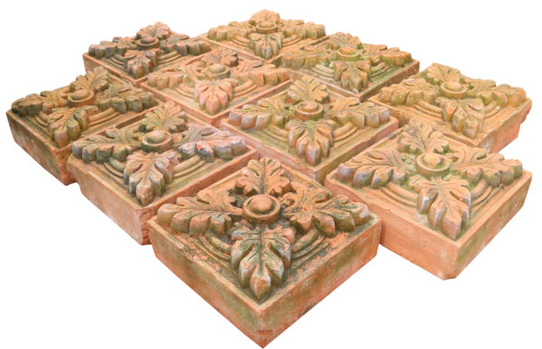 Ten Reclaimed Decorative Terracotta Bricks