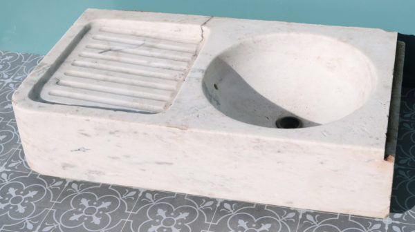 An Antique Italian Carrara Marble Kitchen Sink