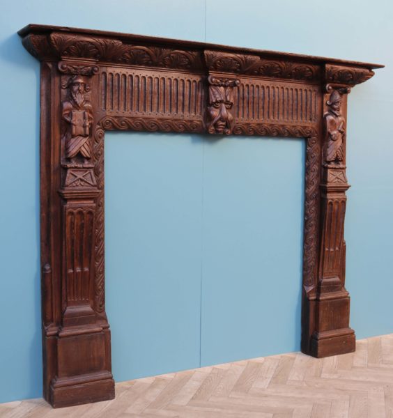 Reclaimed 19th Century Carved Oak Fire Surround