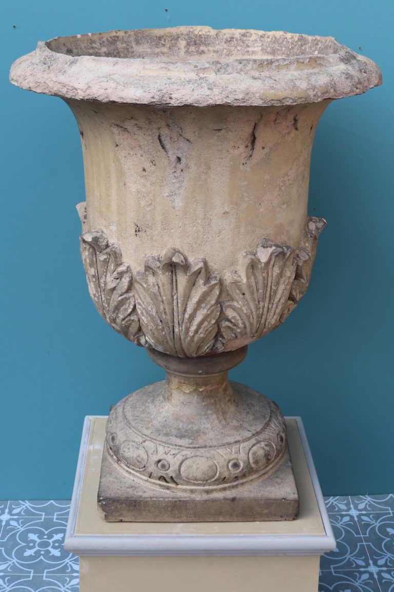 A Pair of Antique Buff Terracotta Garden Urns or Planters - UK Heritage