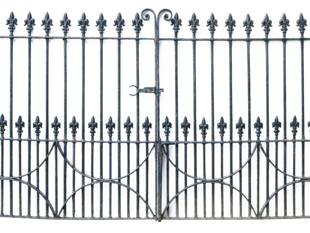 A Set of 10 ft Antique Wrought Iron Driveway Gates (Two Sets Available)