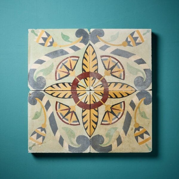 0_30092-1 Reclaimed Set of Four Patterned Encaustic Tiles