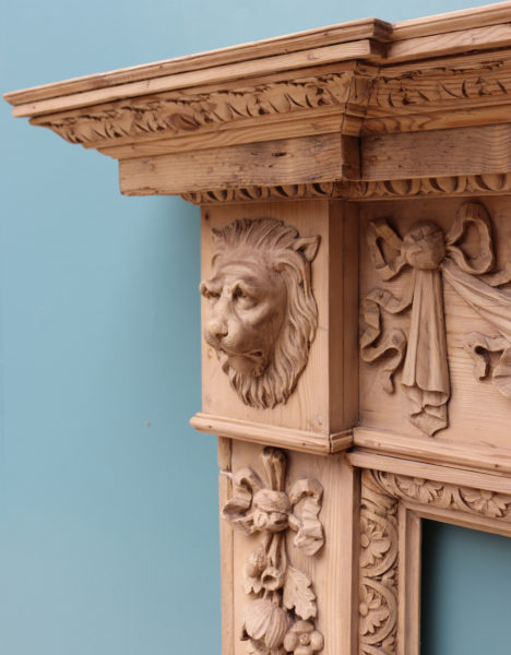 An Antique Carved Pine Fire Surround in The Style of William Kent