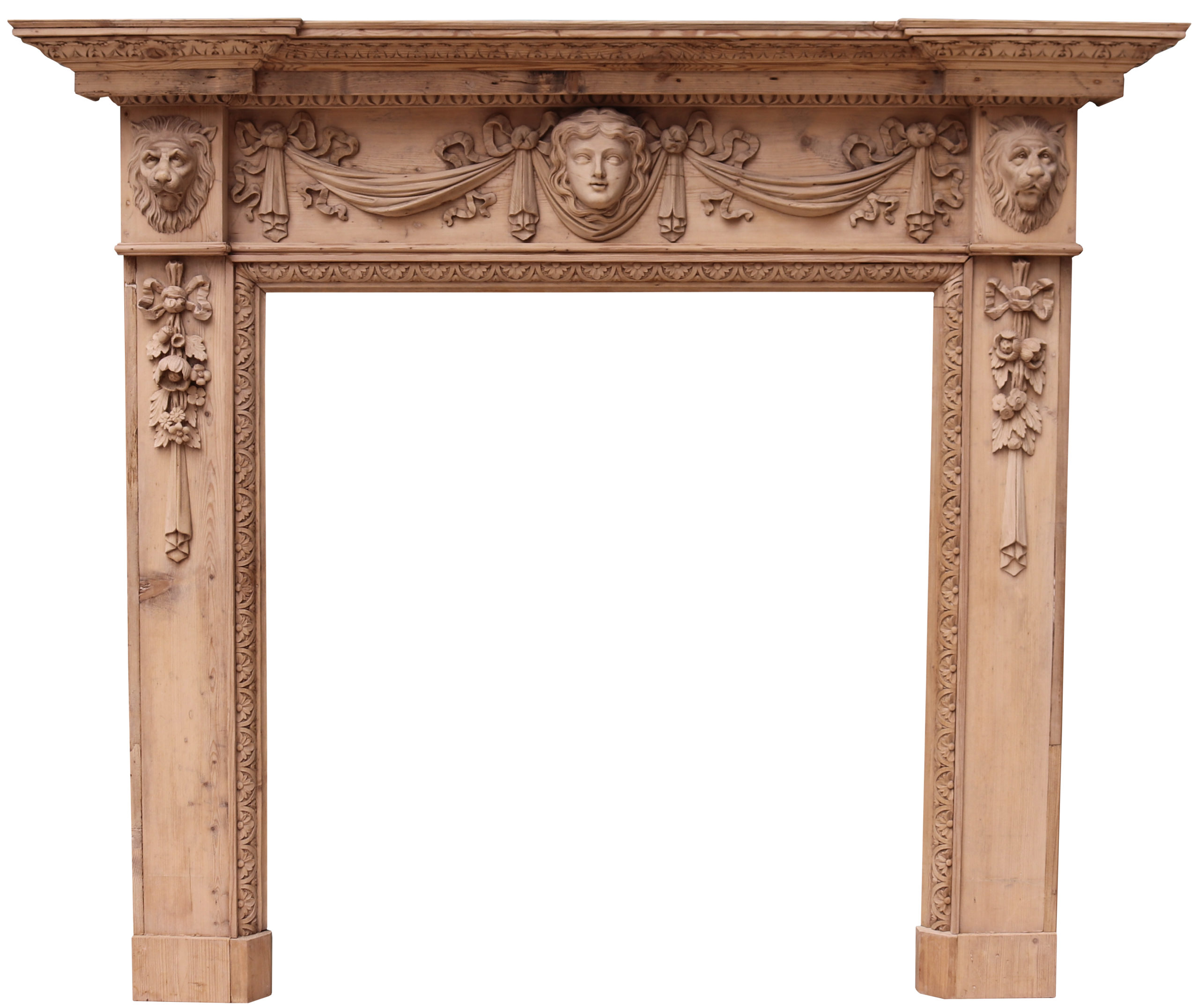 An Antique Carved Pine Fire Surround In, Antique Fireplace Surround Uk
