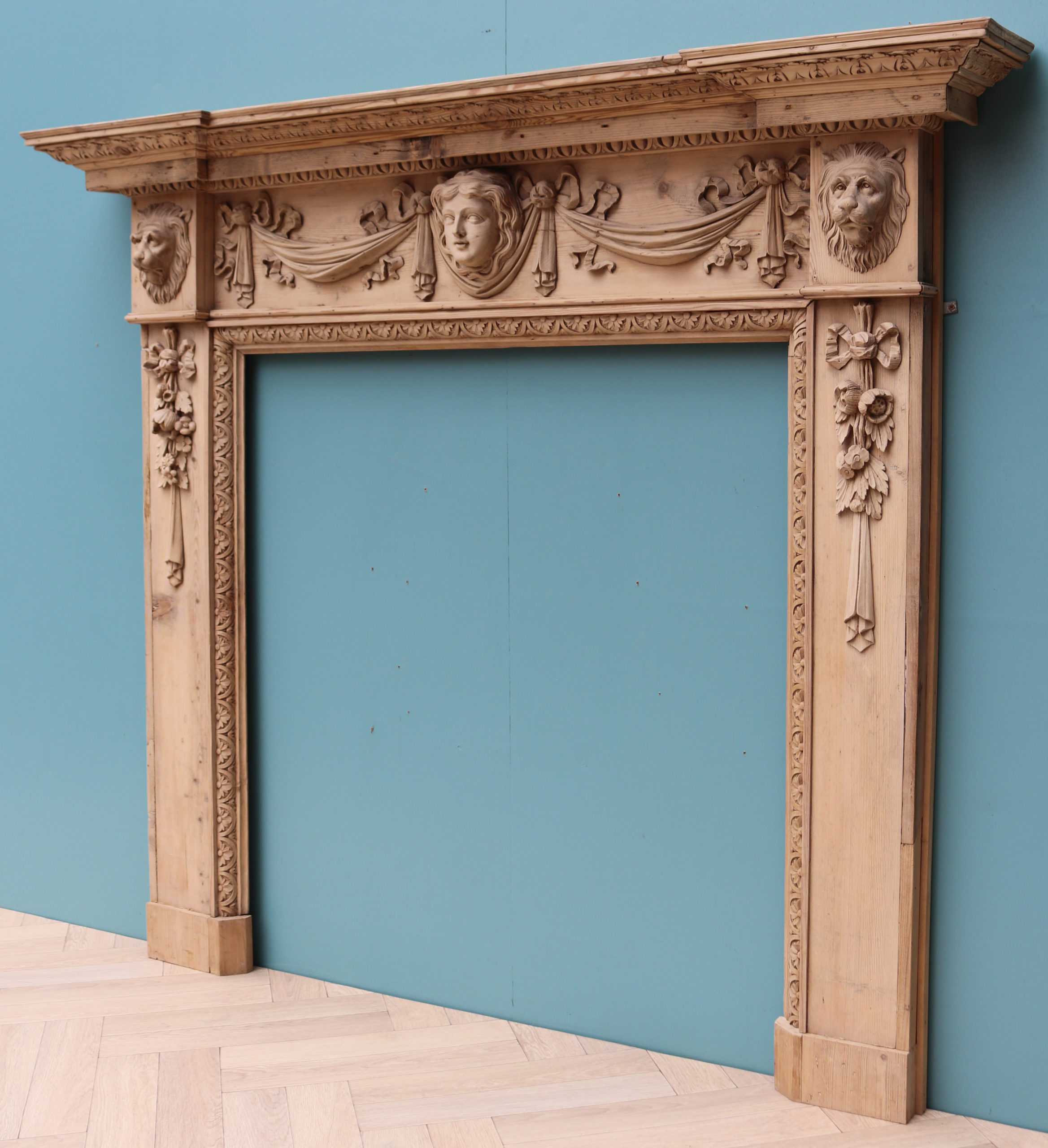 An Antique Carved Pine Fire Surround In, Antique Fireplace Surround Uk