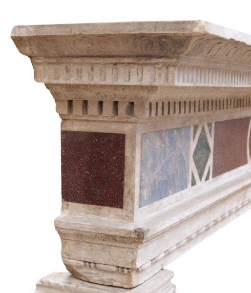 English Renaissance Revival Stone and Porphyry Fireplace