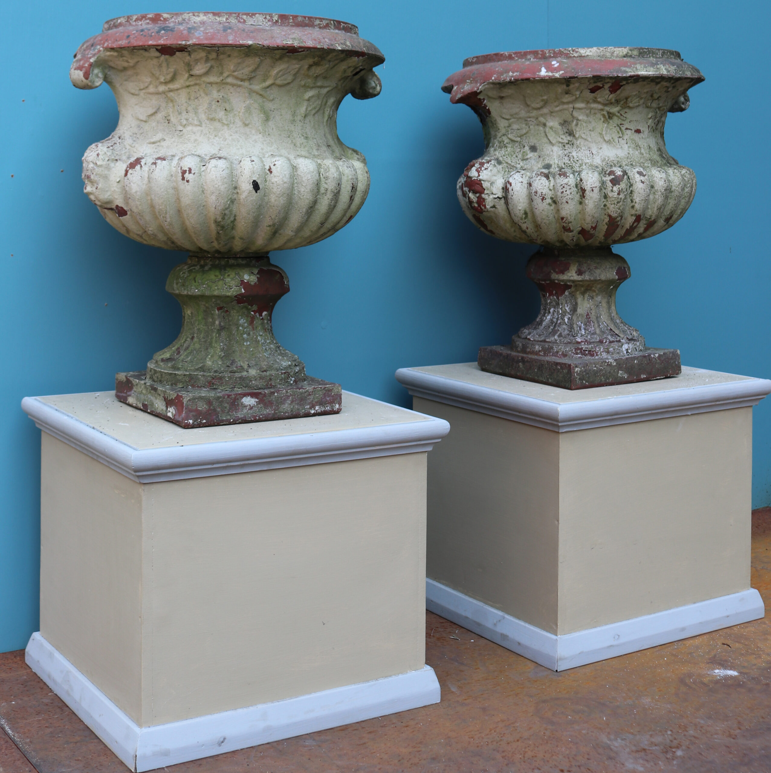 A Pair of Antique Terracotta Garden Urns UK Heritage