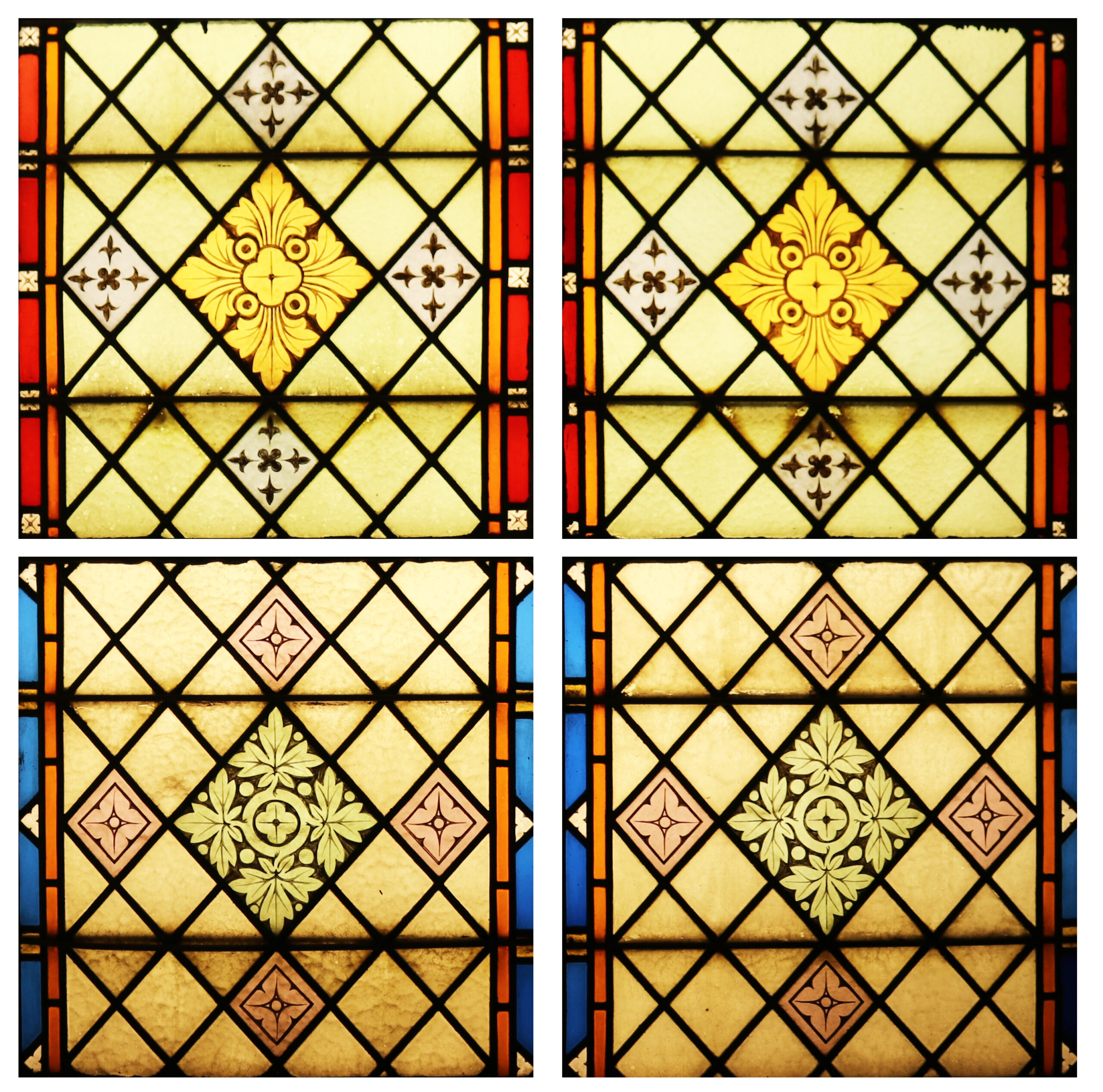 A Set Of Five Reclaimed Stained Glass Windows Uk Heritage