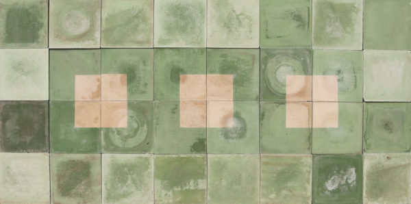 Reclaimed Green and Cream Square Cement Floor or Wall Tiles 4.1 m2 (44 ft2)
