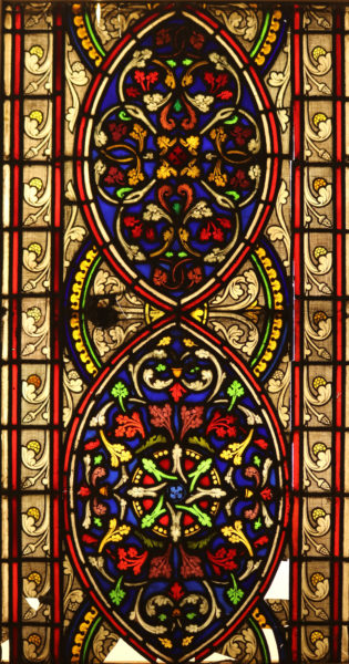 An Antique Medieval Style Stained Glass Window Panel