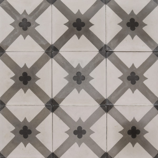 Reclaimed Grey and White Patterned Encaustic Floor Tiles 3.4 m2 (36 ft2)