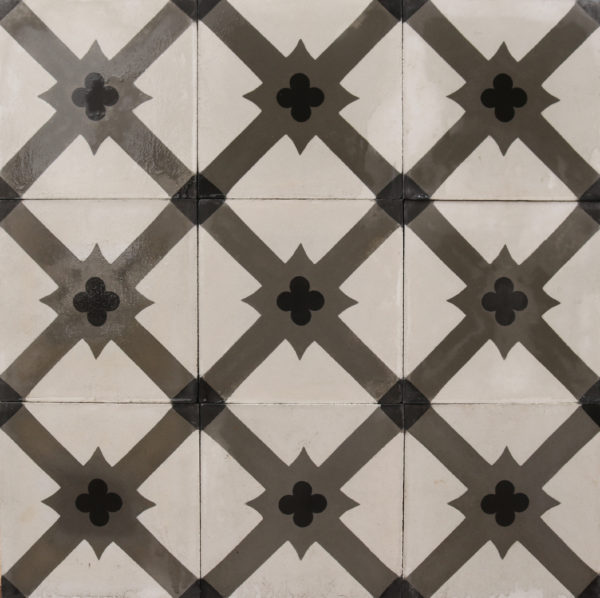 Reclaimed Grey and White Patterned Encaustic Floor Tiles 3.4 m2 (36 ft2)