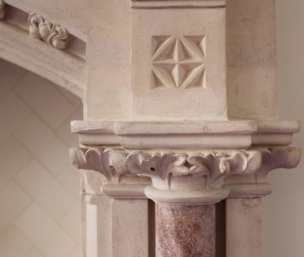Gothic Revival Limestone Fireplace in the Manner of Pugin