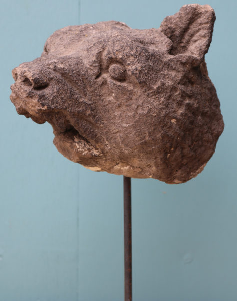 An Antique Carved Stone Fox Head Sculpture