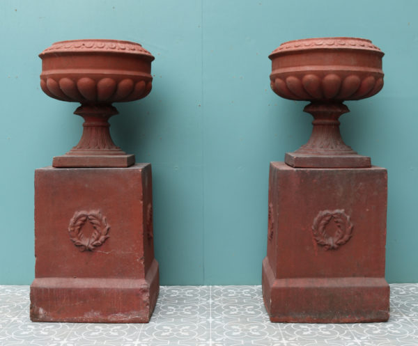 A Pair of Antique Terracotta Garden Urns