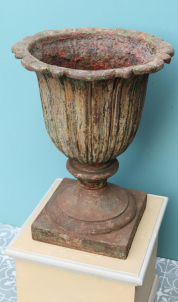 A Pair of Antique Victorian Cast Iron Garden Urns