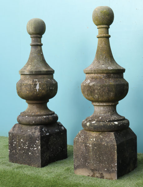 A Pair of Reclaimed Antique Stone Gate Pier Finials