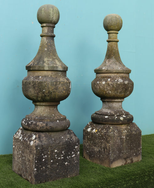 A Pair of Reclaimed Antique Stone Gate Pier Finials