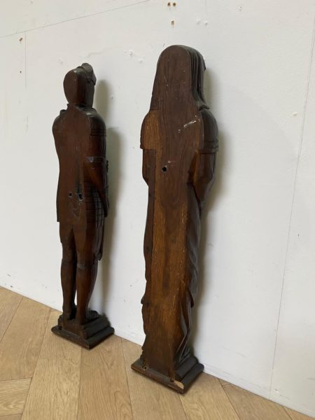 Two Hand Carved Antique Oak Figures