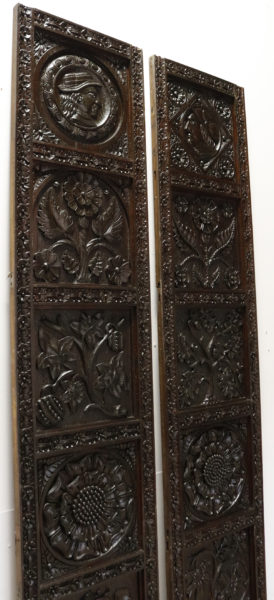Two Reclaimed English Carved Oak Panels