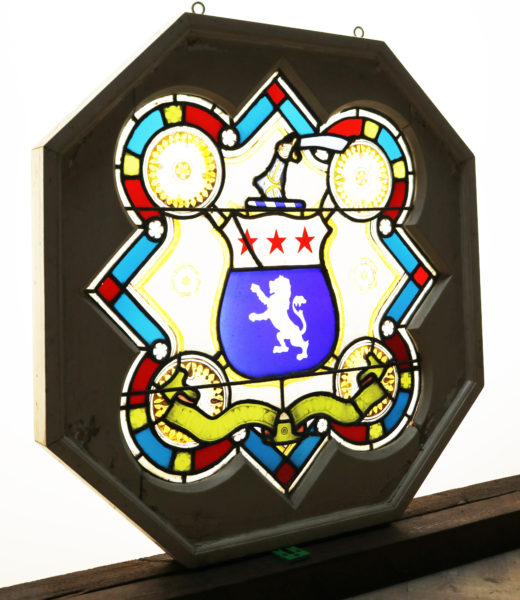 An Antique Stained Glass Armorial Shield Panel