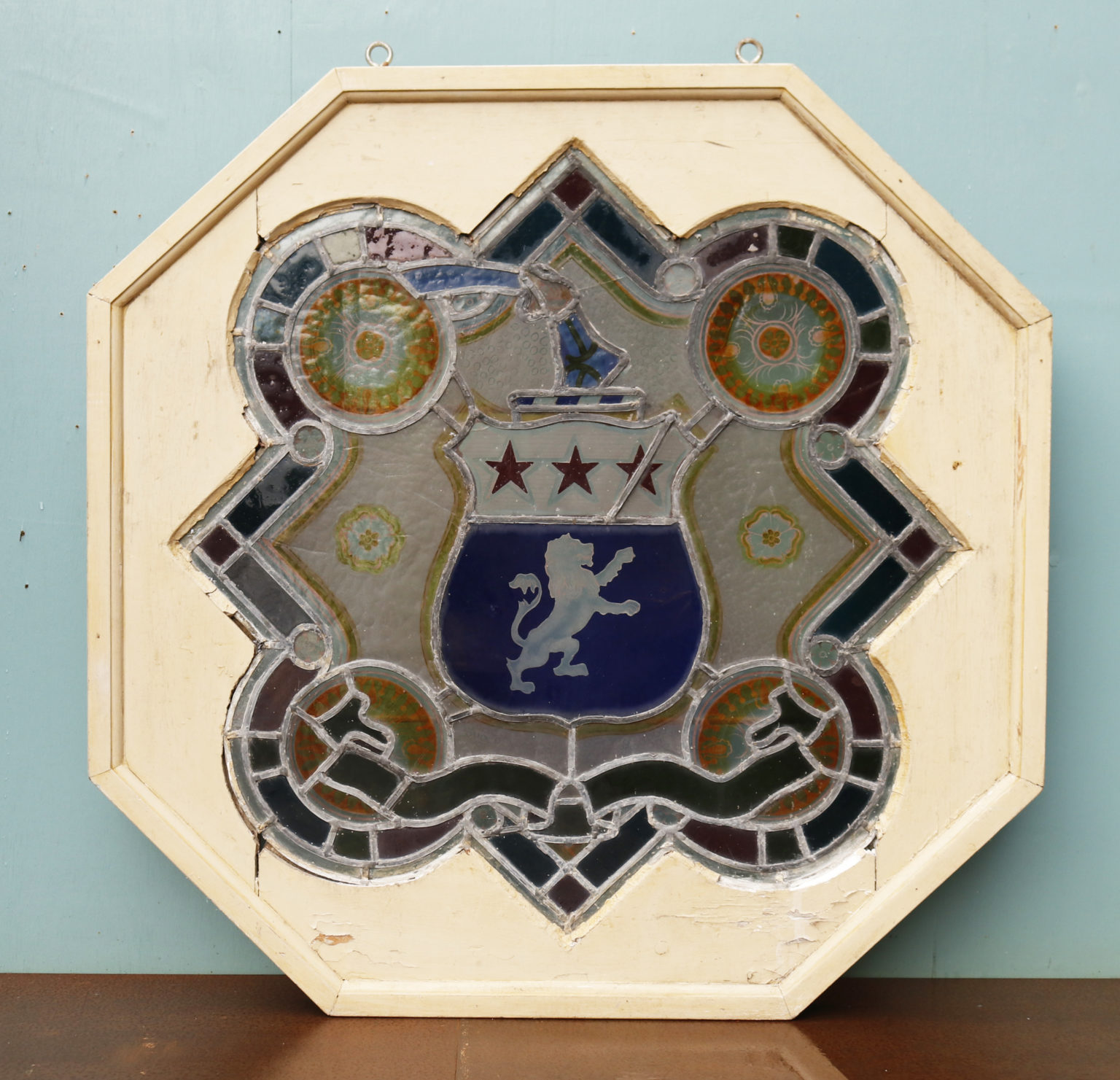 An Antique Stained Glass Armorial Shield Panel - UK Architectural Heritage