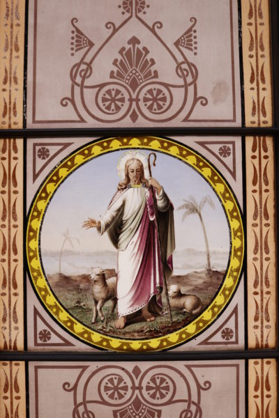 A Large Religious Antique Stained Glass Window