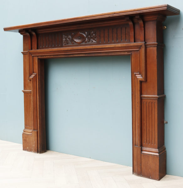A Reclaimed Victorian Style Walnut Fire Surround