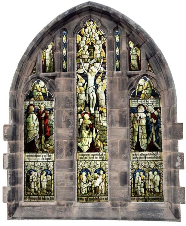 Complete Antique Victorian Religious Stained Glass Window