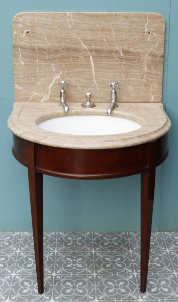 An Antique Shanks Marble Wash Basin with Mahogany Stand