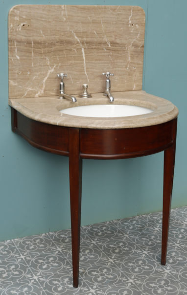 An Antique Shanks Marble Wash Basin with Mahogany Stand